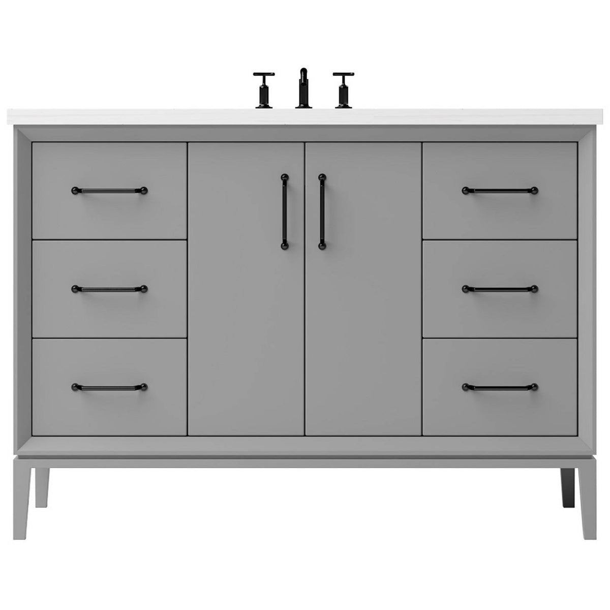 Vanderloc Alexandra Single Extra Wide Bath Vanity - 48&quot; - Platinum Gray - Matte Black - ALS4 - 48.pg.mb