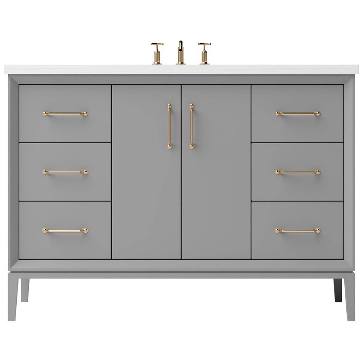 Vanderloc Alexandra Single Extra Wide Bath Vanity - 48&quot; - Platinum Gray - Satin Gold - ALS4 - 48.pg.sg