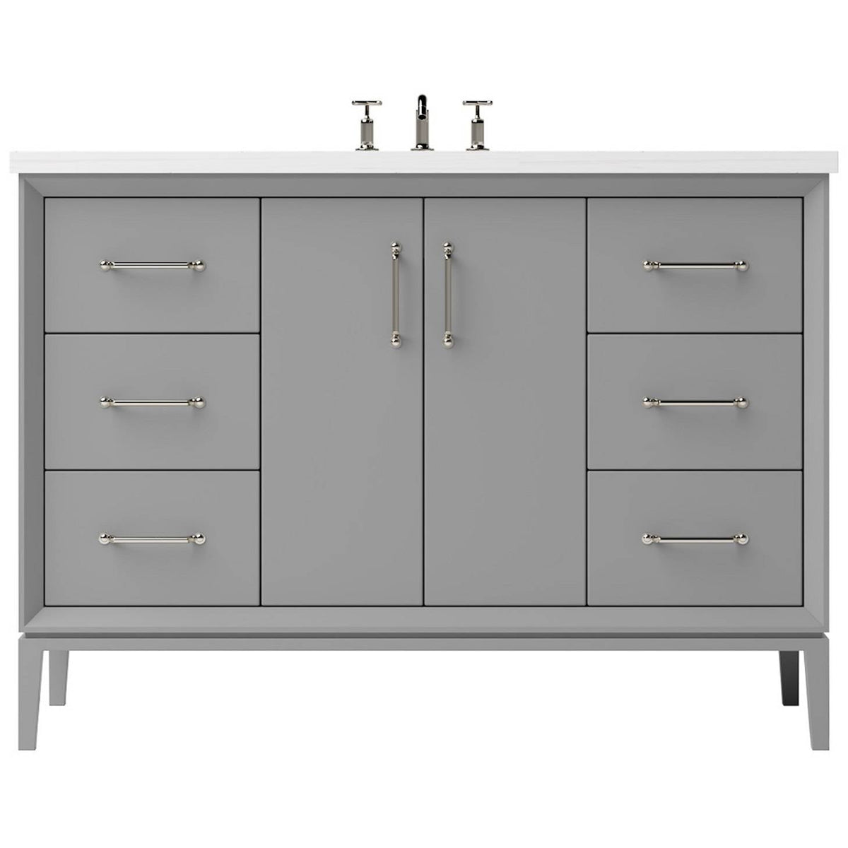 Vanderloc Alexandra Single Extra Wide Bath Vanity - 48&quot; - Platinum Gray - Satin Nickel - ALS4 - 48.pg.sn