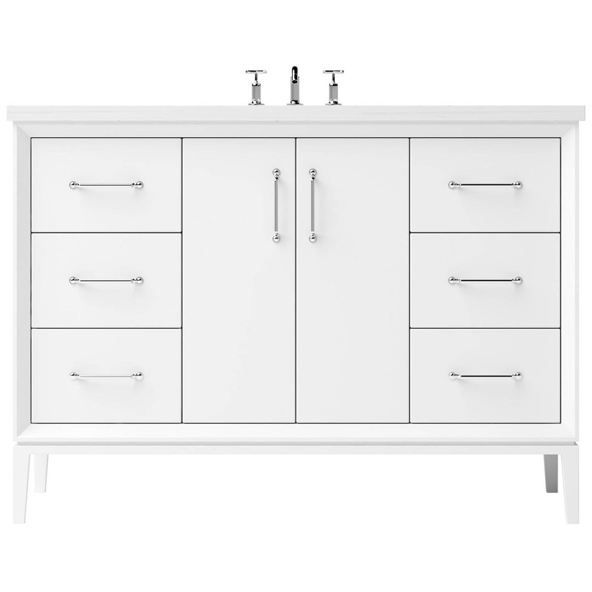 Vanderloc Alexandra Single Extra Wide Bath Vanity - 48&quot; - Pure White - Polished Chrome - ALS4 - 48.pw.ch