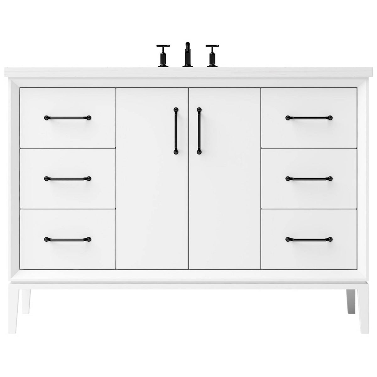 Vanderloc Alexandra Single Extra Wide Bath Vanity - 48&quot; - Pure White - Matte Black - ALS4 - 48.pw.mb