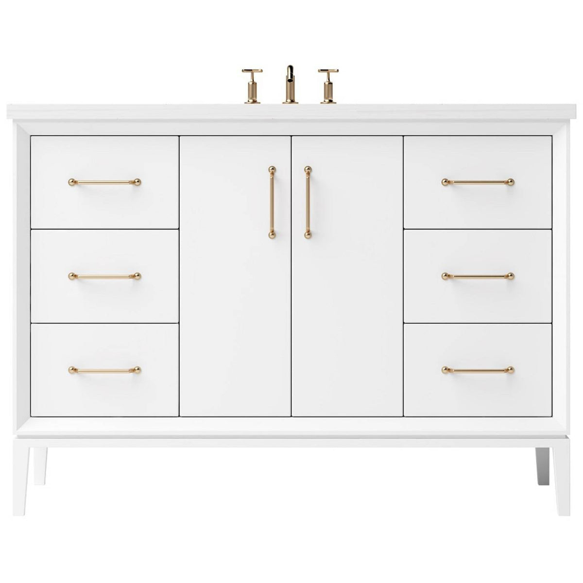 Vanderloc Alexandra Single Extra Wide Bath Vanity - 48&quot; - Pure White - Satin Gold - ALS4 - 48.pw.sg