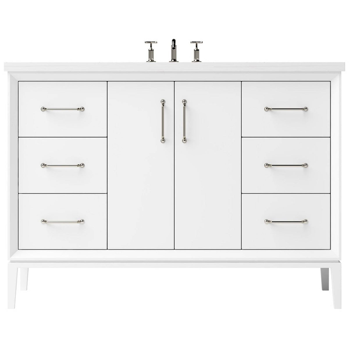 Vanderloc Alexandra Single Extra Wide Bath Vanity - 48&quot; - Pure White - Satin Nickel - ALS4 - 48.pw.sn