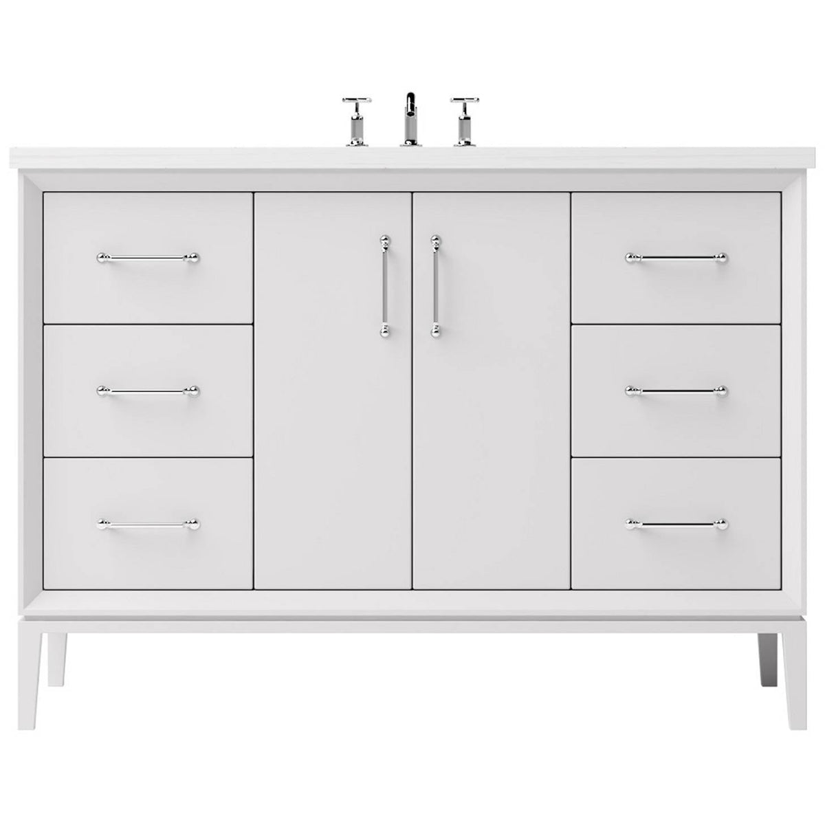 Vanderloc Alexandra Single Extra Wide Bath Vanity - 48&quot; - Strong White - Polished Chrome - ALS4 - 48.sw.ch