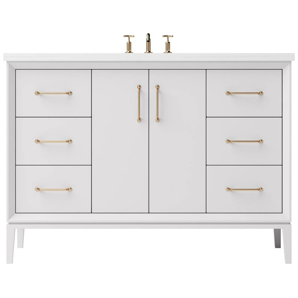 Vanderloc Alexandra Single Extra Wide Bath Vanity - 48&quot; - Strong White - Satin Gold - ALS4 - 48.sw.sg