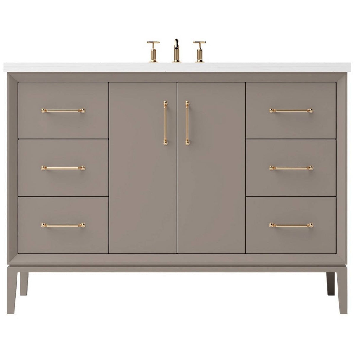 Vanderloc Alexandra Single Extra Wide Bath Vanity - 48&quot; - Taos Taupe - Satin Gold - ALS4 - 48.tt.sg