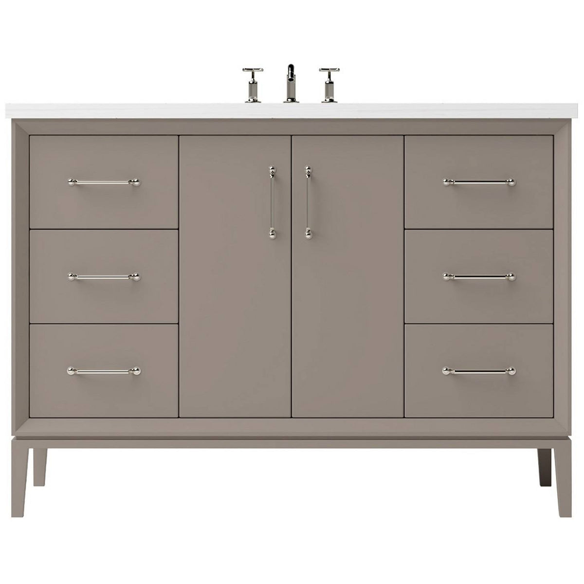 Vanderloc Alexandra Single Extra Wide Bath Vanity - 48&quot; - Taos Taupe - Satin Nickel - ALS4 - 48.tt.sn