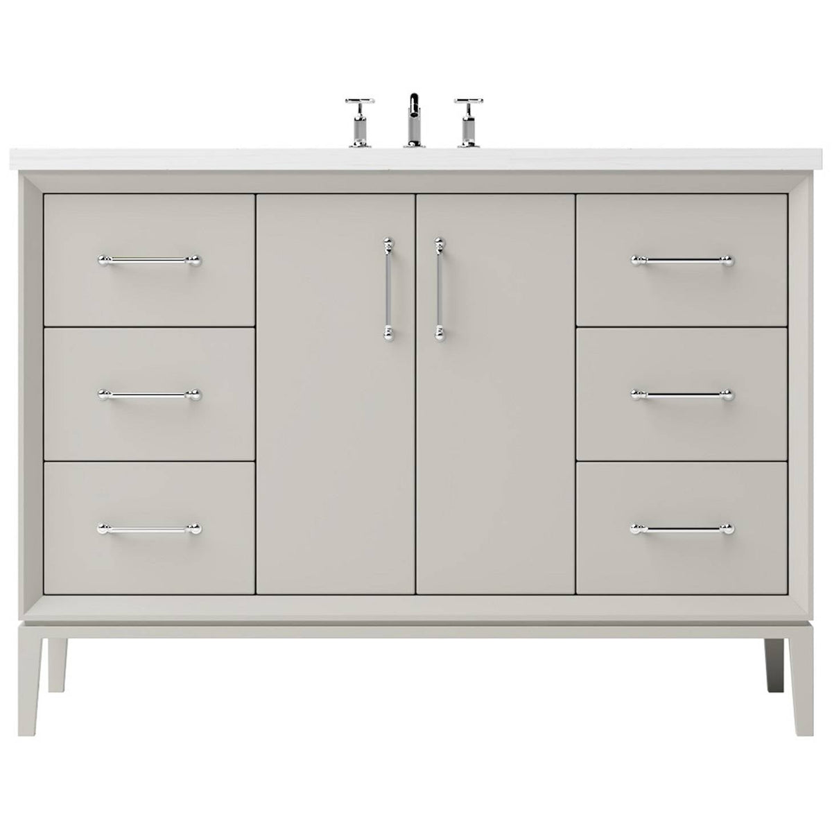 Vanderloc Alexandra Single Extra Wide Bath Vanity - 48&quot; - Vintage Taupe - Polished Chrome - ALS4 - 48.vt.ch