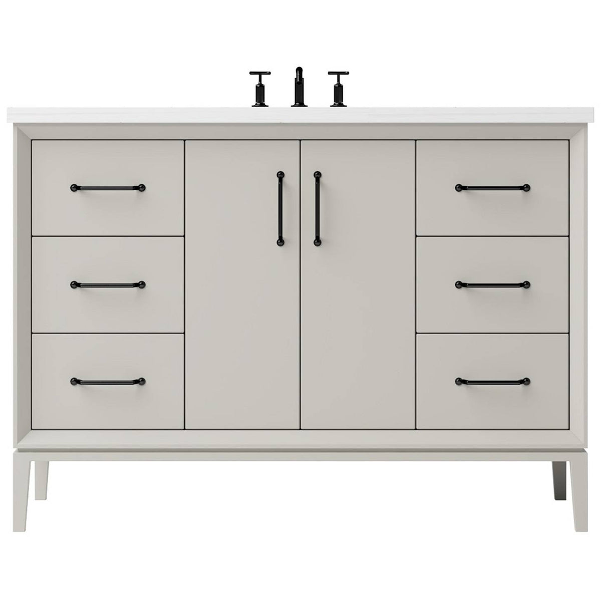 Vanderloc Alexandra Single Extra Wide Bath Vanity - 48&quot; - Vintage Taupe - Matte Black - ALS4 - 48.vt.mb