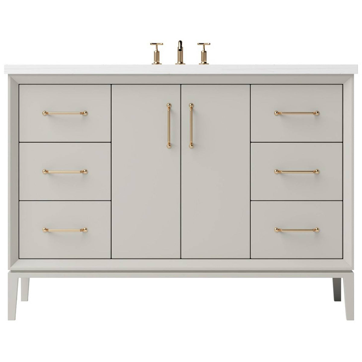 Vanderloc Alexandra Single Extra Wide Bath Vanity - 48&quot; - Vintage Taupe - Satin Gold - ALS4 - 48.vt.sg
