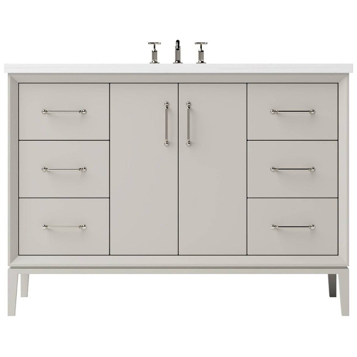 Vanderloc Alexandra Single Extra Wide Bath Vanity - 48&quot; - Vintage Taupe - Satin Nickel - ALS4 - 48.vt.sn