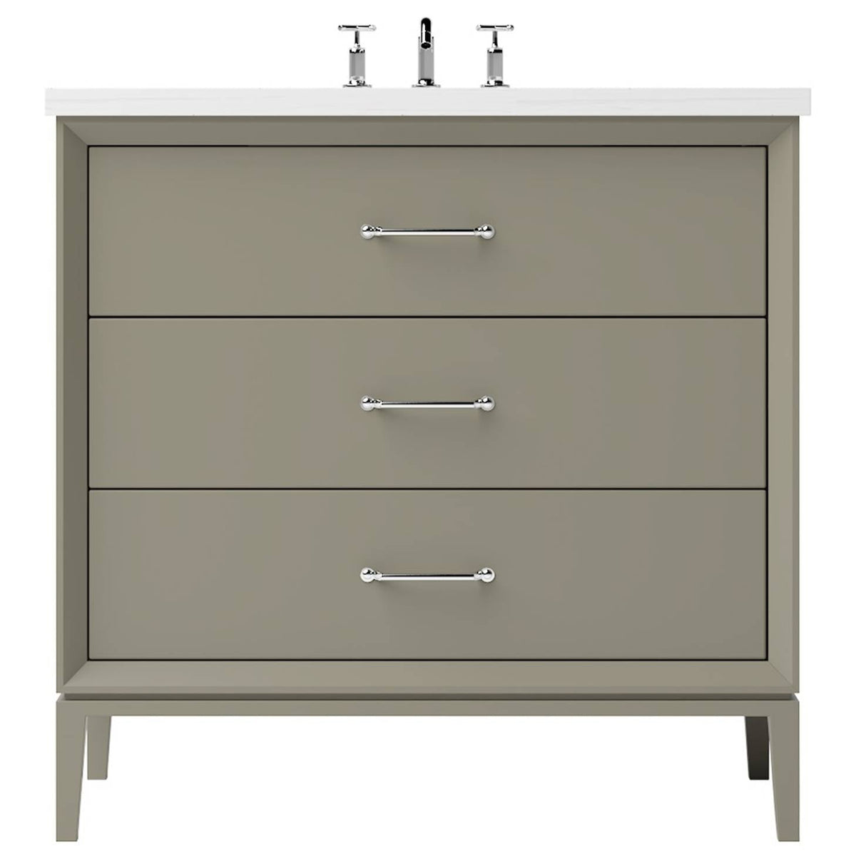 Vanderloc Alexandra Three - Drawer Single Bath Vanity - 30&quot; - French Olive - Polished Chrome - ALS3 - 30.fo.ch