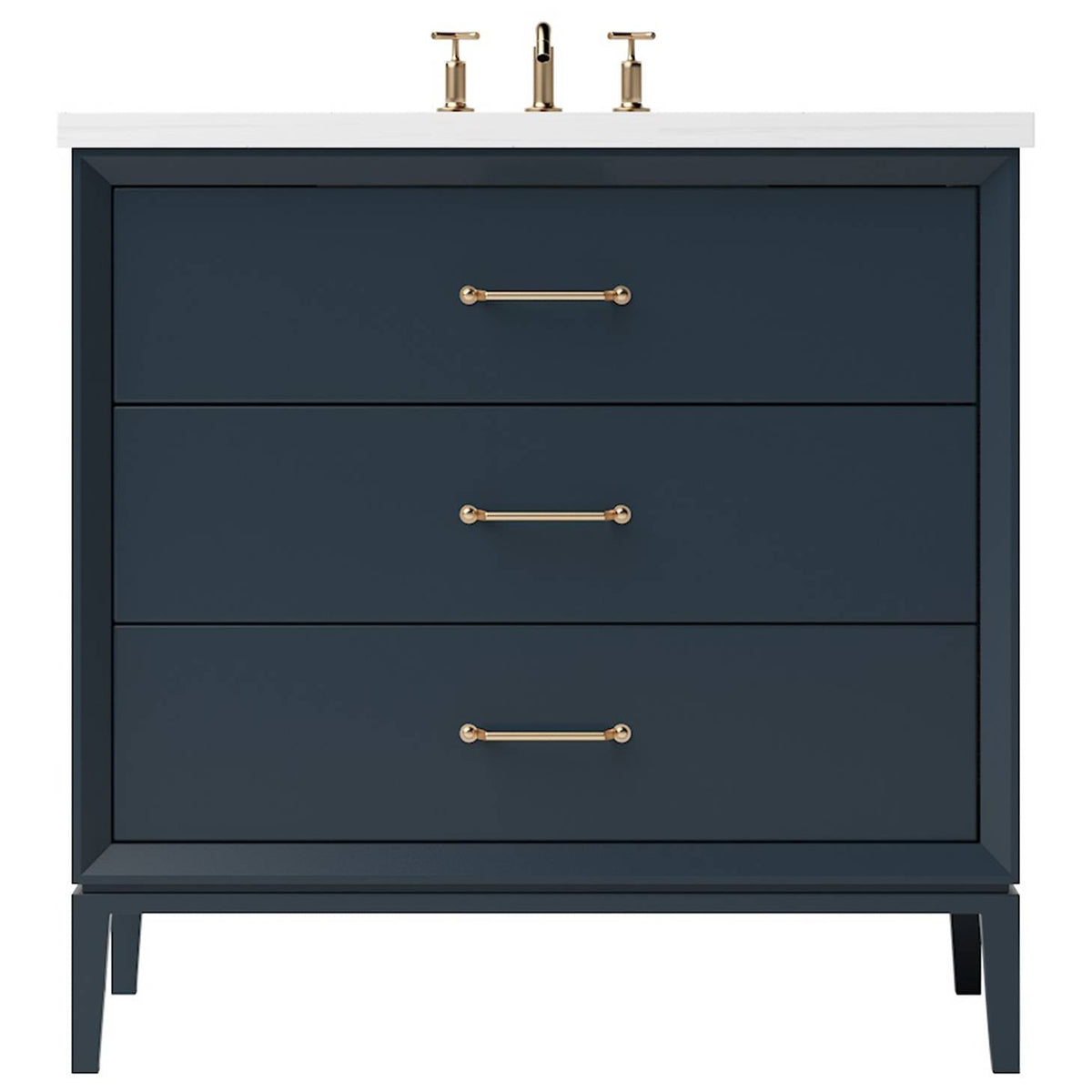 Vanderloc Alexandra Three - Drawer Single Bath Vanity - 30&quot; - Hague Blue - Satin Gold - ALS3 - 30.hb.sg