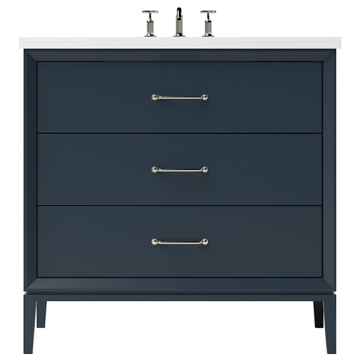 Vanderloc Alexandra Three - Drawer Single Bath Vanity - 30&quot; - Hague Blue - Satin Nickel - ALS3 - 30.hb.sn