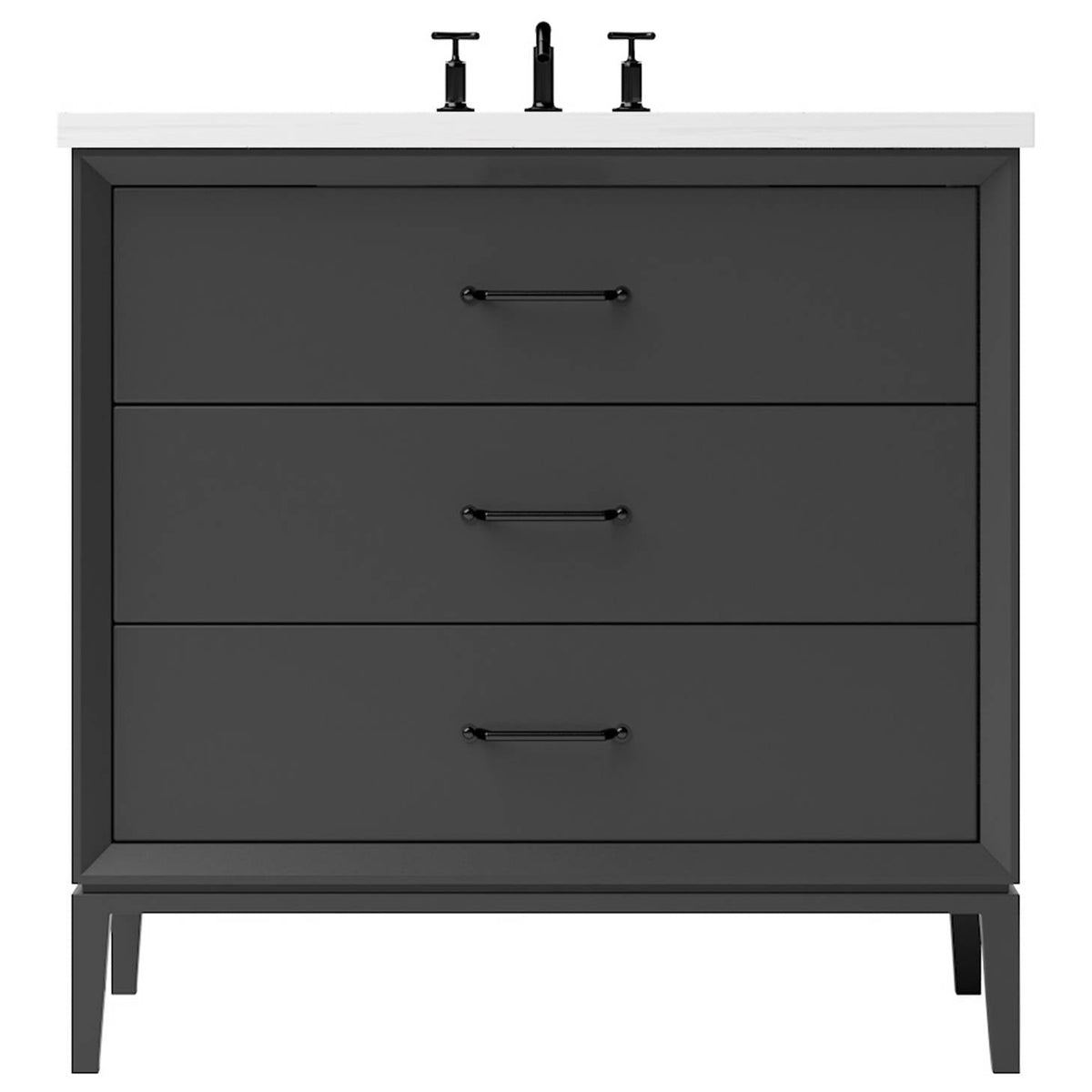 Vanderloc Alexandra Three - Drawer Single Bath Vanity - 30&quot; - Off Black - Matte Black - ALS3 - 30.ob.mb