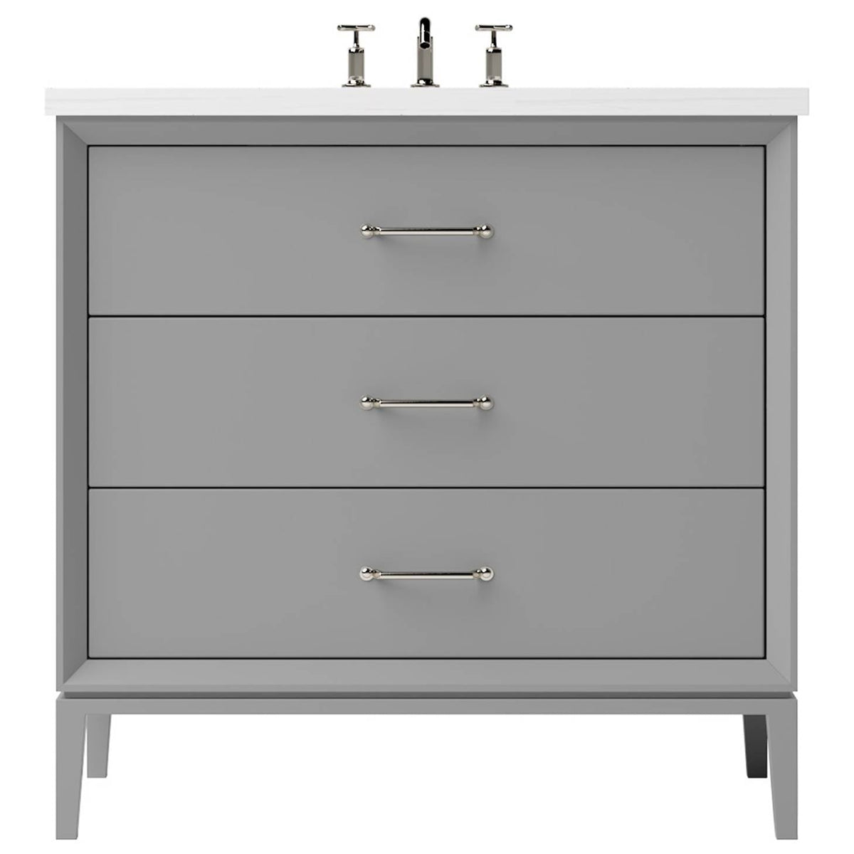 Vanderloc Alexandra Three - Drawer Single Bath Vanity - 30&quot; - Platinum Gray - Satin Nickel - ALS3 - 30.pg.sn