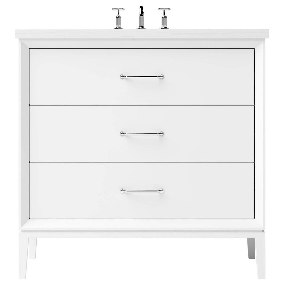 Vanderloc Alexandra Three - Drawer Single Bath Vanity - 30&quot; - Pure White - Polished Chrome - ALS3 - 30.pw.ch