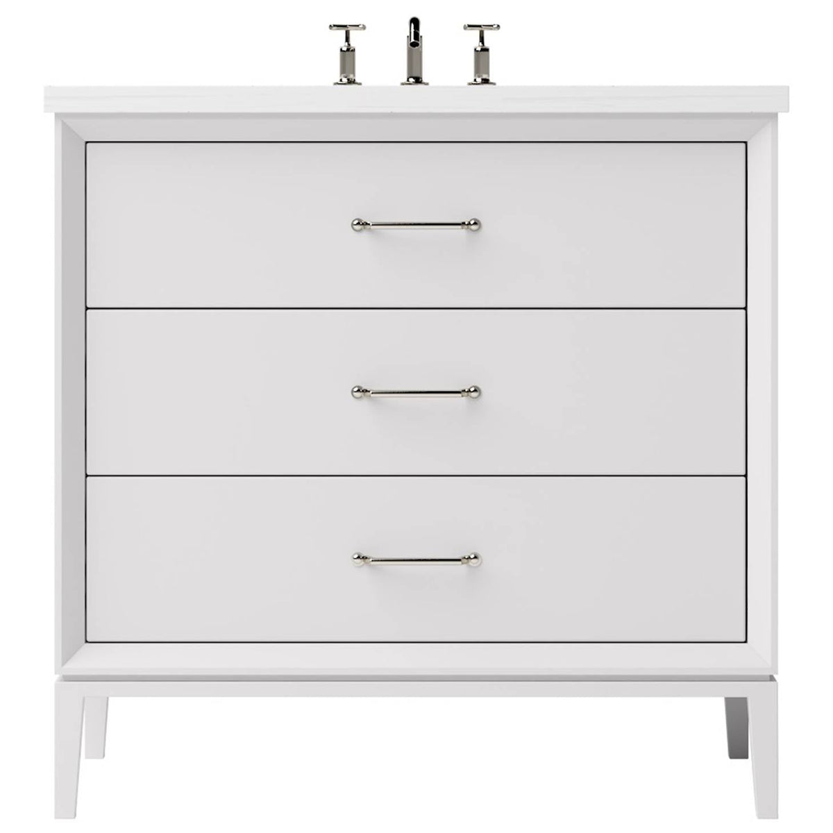 Vanderloc Alexandra Three - Drawer Single Bath Vanity - 30&quot; - Strong White - Satin Nickel - ALS3 - 30.sw.sn