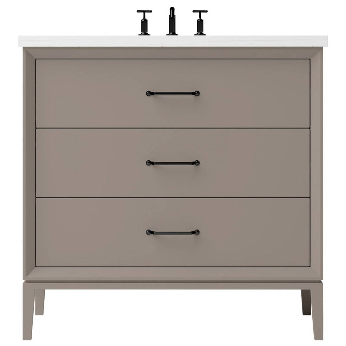 Vanderloc Alexandra Three - Drawer Single Bath Vanity - 30&quot; - Taos Taupe - Matte Black - ALS3 - 30.tt.mb