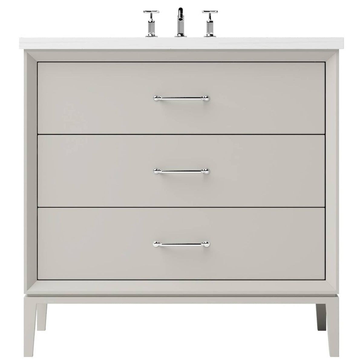 Vanderloc Alexandra Three - Drawer Single Bath Vanity - 30&quot; - Vintage Taupe - Polished Chrome - ALS3 - 30.vt.ch