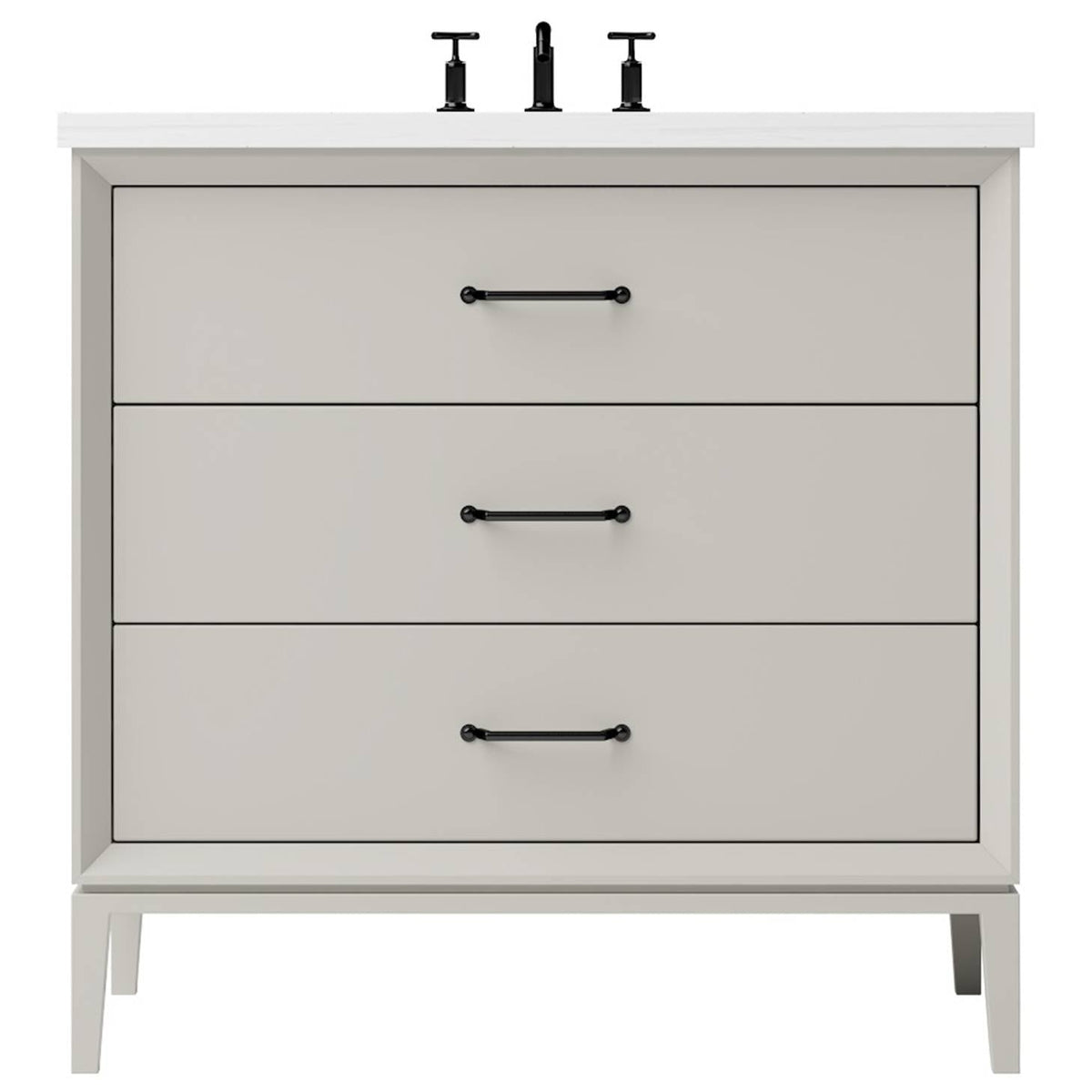 Vanderloc Alexandra Three - Drawer Single Bath Vanity - 30&quot; - Vintage Taupe - Matte Black - ALS3 - 30.vt.mb