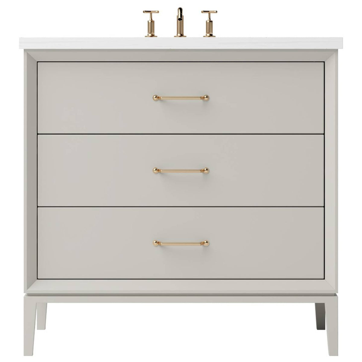 Vanderloc Alexandra Three - Drawer Single Bath Vanity - 30&quot; - Vintage Taupe - Satin Gold - ALS3 - 30.vt.sg