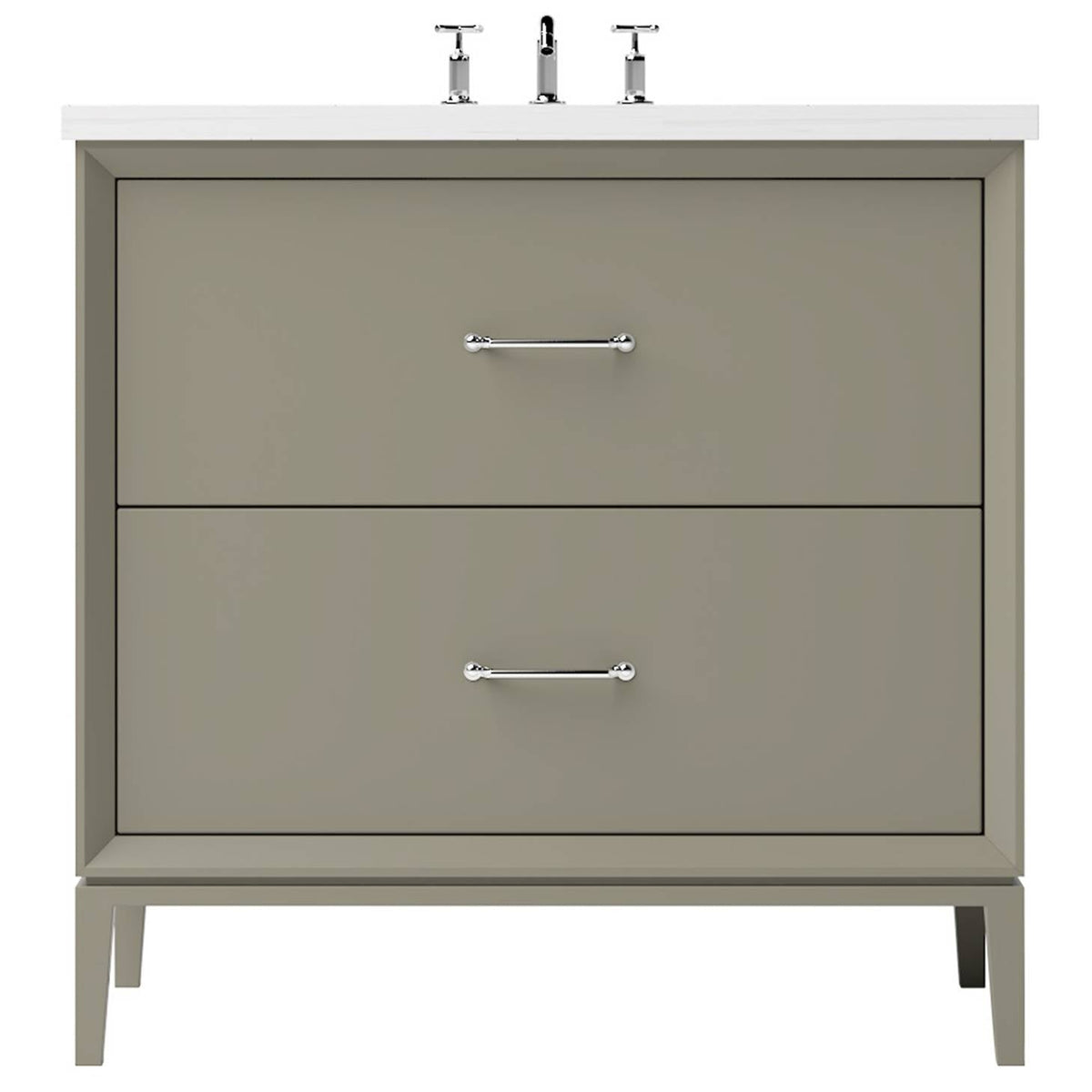 Vanderloc Alexandra Two - Drawer Single Bath Vanity - 30&quot; - French Olive - Polished Chrome - ALS2 - 30.fo.ch