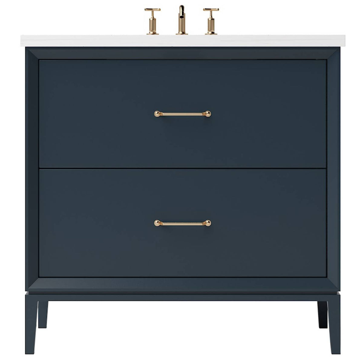 Vanderloc Alexandra Two - Drawer Single Bath Vanity - 30&quot; - Hague Blue - Satin Gold - ALS2 - 30.hb.sg