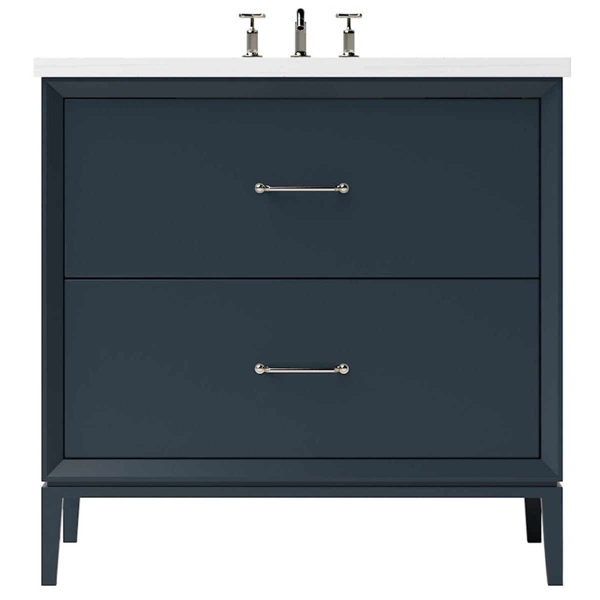Vanderloc Alexandra Two - Drawer Single Bath Vanity - 30&quot; - Hague Blue - Satin Nickel - ALS2 - 30.hb.sn
