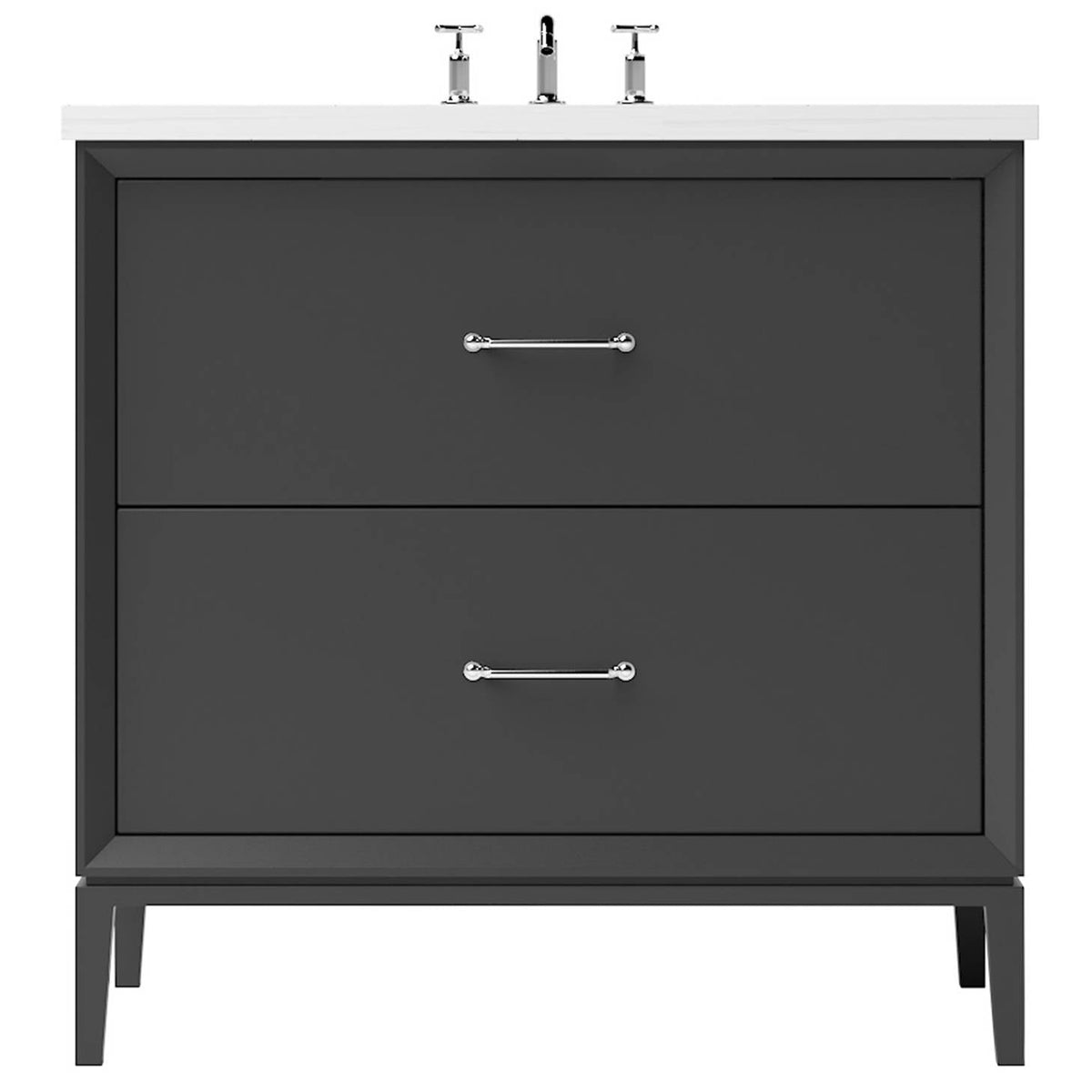 Vanderloc Alexandra Two - Drawer Single Bath Vanity - 30&quot; - Off Black - Polished Chrome - ALS2 - 30.ob.ch