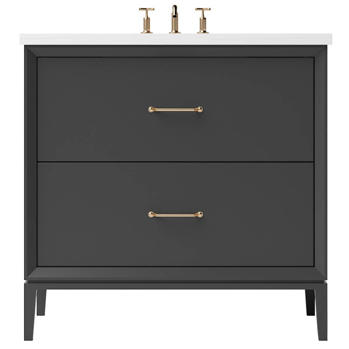 Vanderloc Alexandra Two - Drawer Single Bath Vanity - 30&quot; - Off Black - Satin Gold - ALS2 - 30.ob.sg