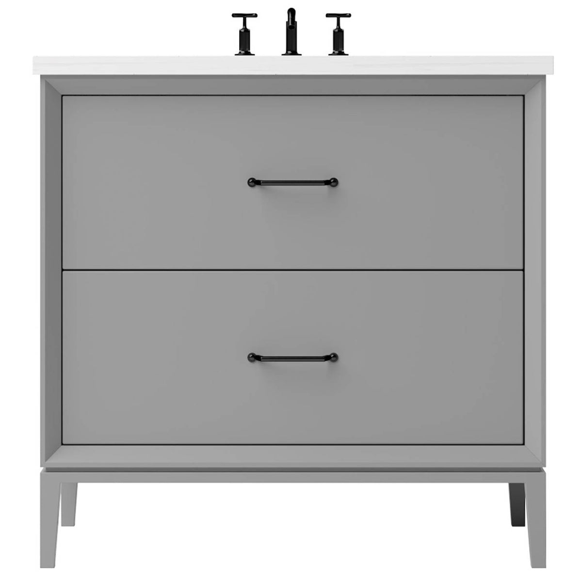 Vanderloc Alexandra Two - Drawer Single Bath Vanity - 30&quot; - Platinum Gray - Matte Black - ALS2 - 30.pg.mb