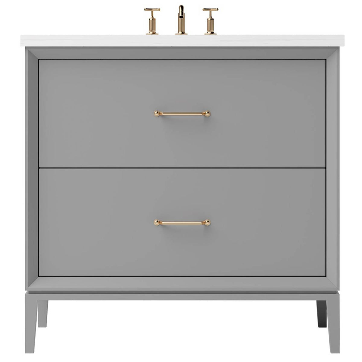 Vanderloc Alexandra Two - Drawer Single Bath Vanity - 30&quot; - Platinum Gray - Satin Gold - ALS2 - 30.pg.sg