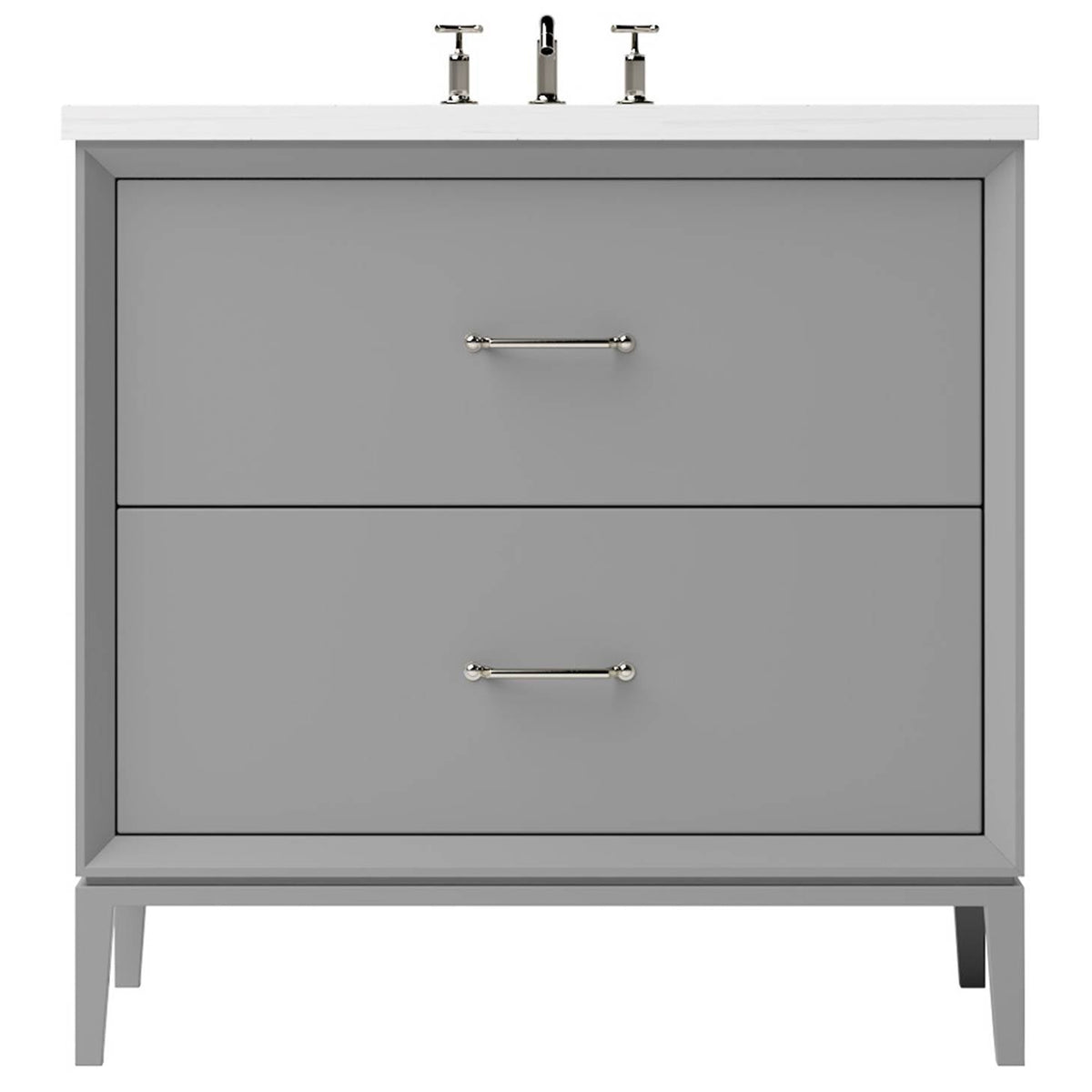 Vanderloc Alexandra Two - Drawer Single Bath Vanity - 30&quot; - Platinum Gray - Satin Nickel - ALS2 - 30.pg.sn