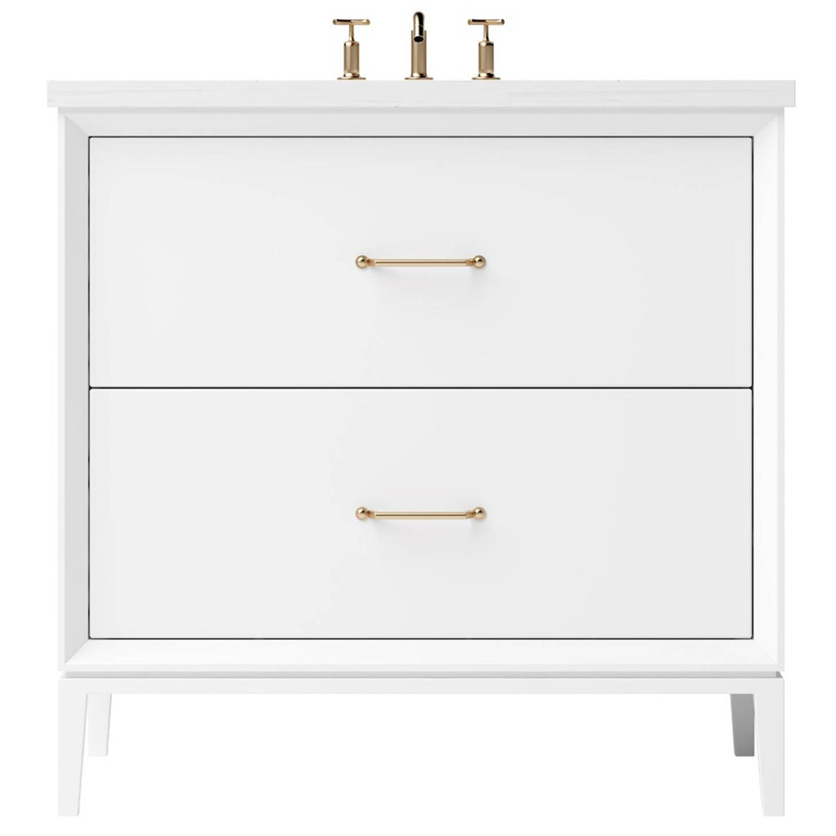 Vanderloc Alexandra Two - Drawer Single Bath Vanity - 30&quot; - Pure White - Satin Gold - ALS2 - 30.pw.sg