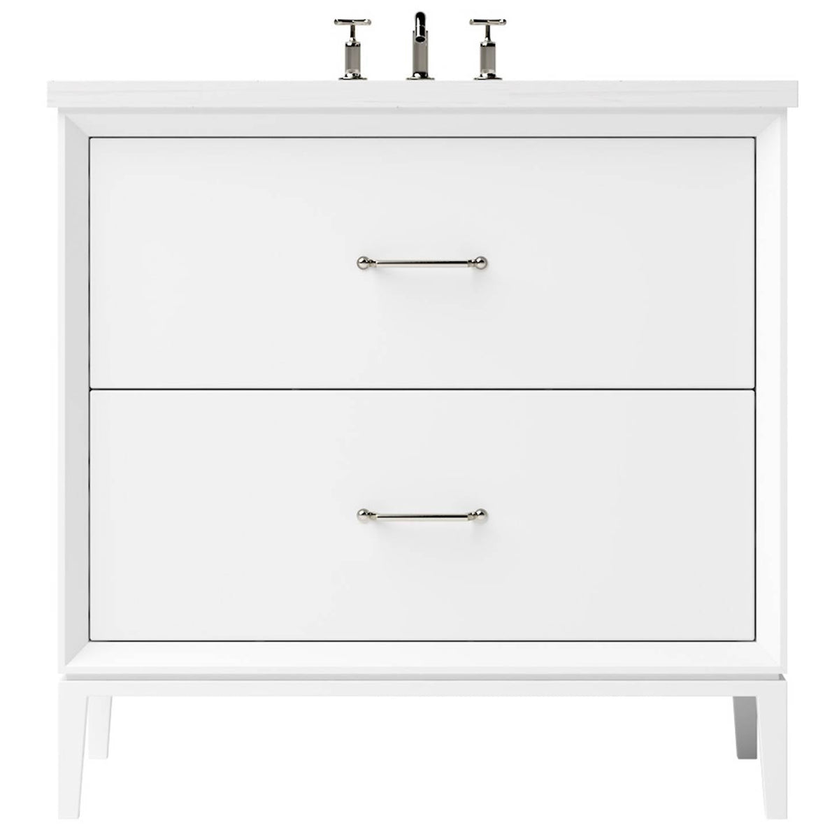 Vanderloc Alexandra Two - Drawer Single Bath Vanity - 30&quot; - Pure White - Satin Nickel - ALS2 - 30.pw.sn