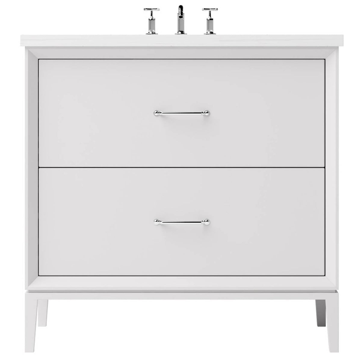 Vanderloc Alexandra Two - Drawer Single Bath Vanity - 30&quot; - Strong White - Polished Chrome - ALS2 - 30.sw.ch