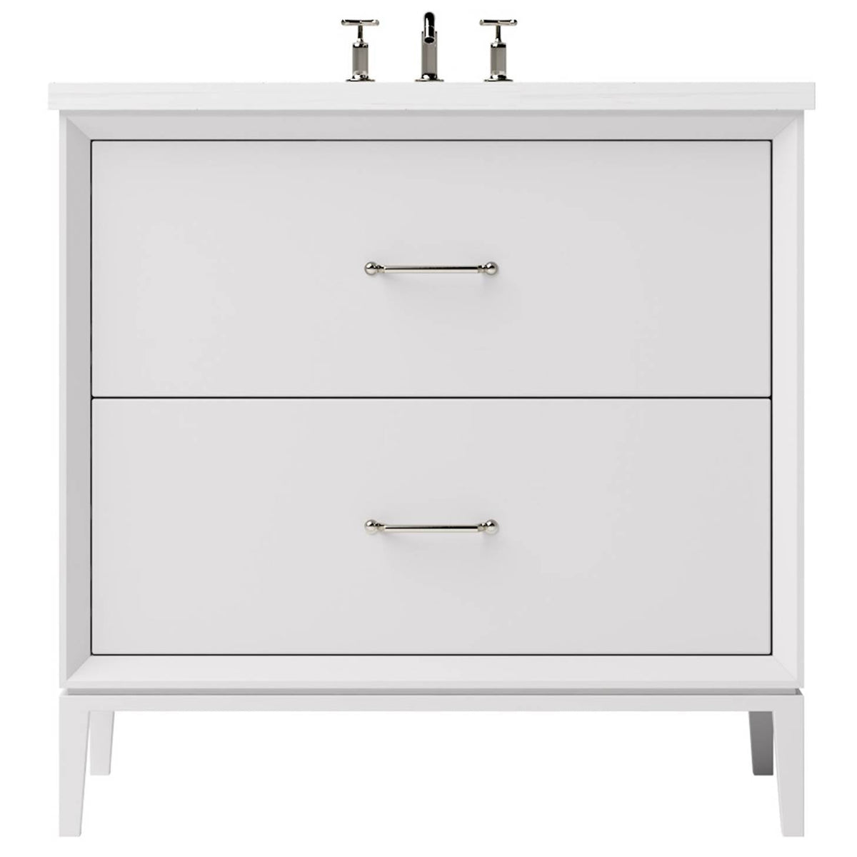 Vanderloc Alexandra Two - Drawer Single Bath Vanity - 30&quot; - Strong White - Satin Nickel - ALS2 - 30.sw.sn