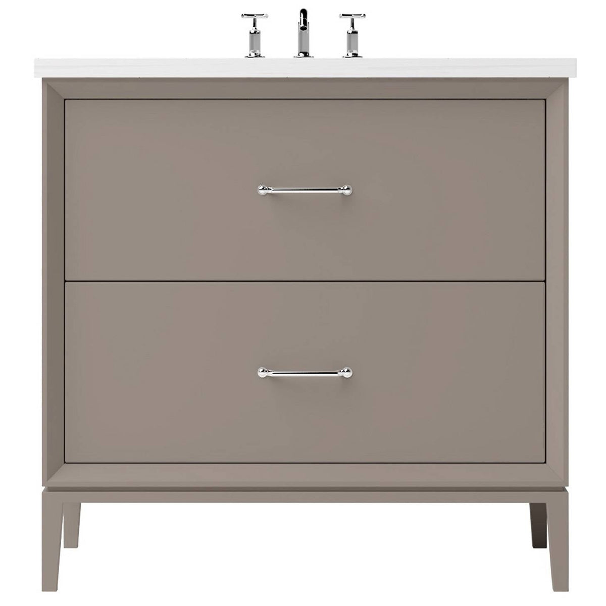 Vanderloc Alexandra Two - Drawer Single Bath Vanity - 30&quot; - Taos Taupe - Polished Chrome - ALS2 - 30.tt.ch