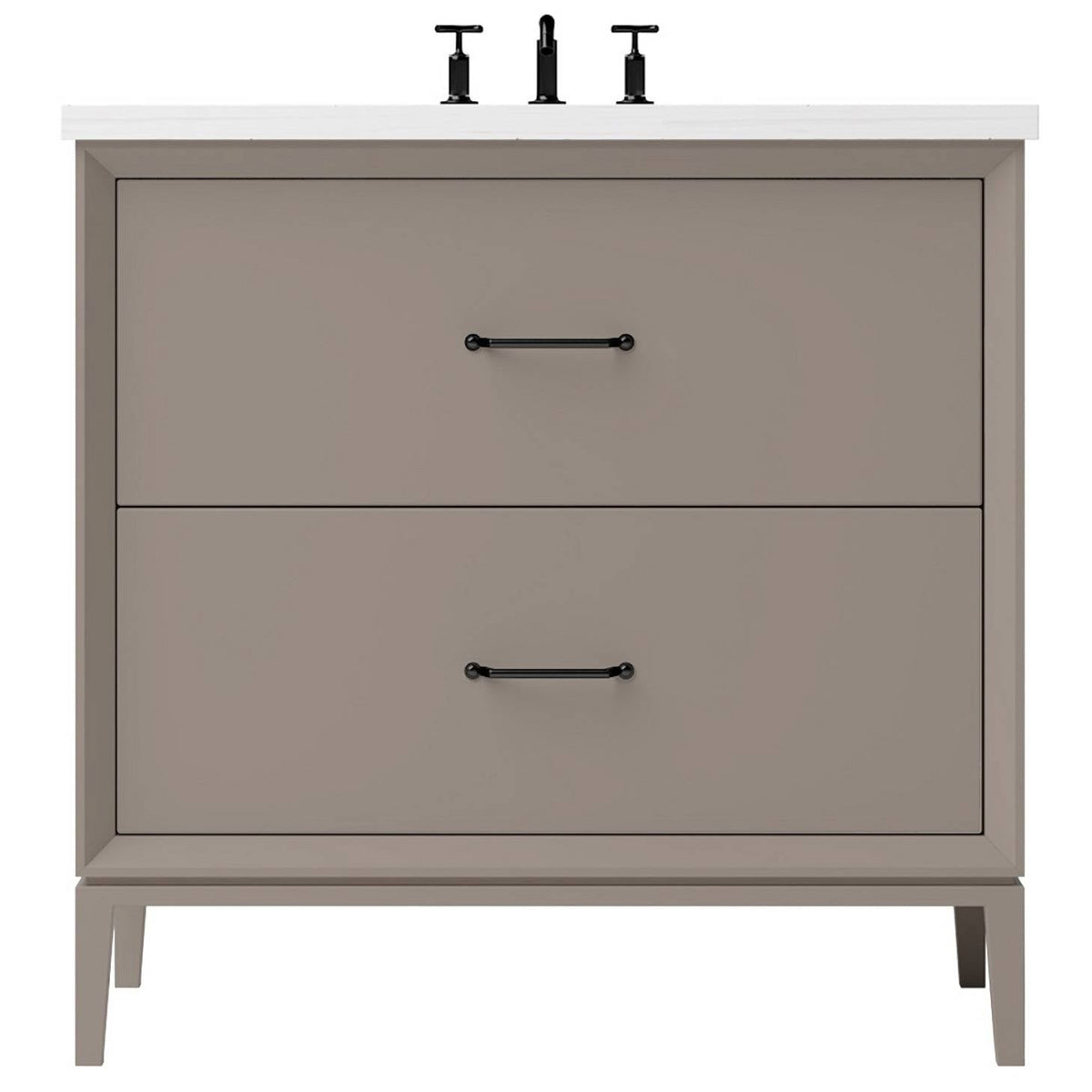 Vanderloc Alexandra Two - Drawer Single Bath Vanity - 30&quot; - Taos Taupe - Matte Black - ALS2 - 30.tt.mb