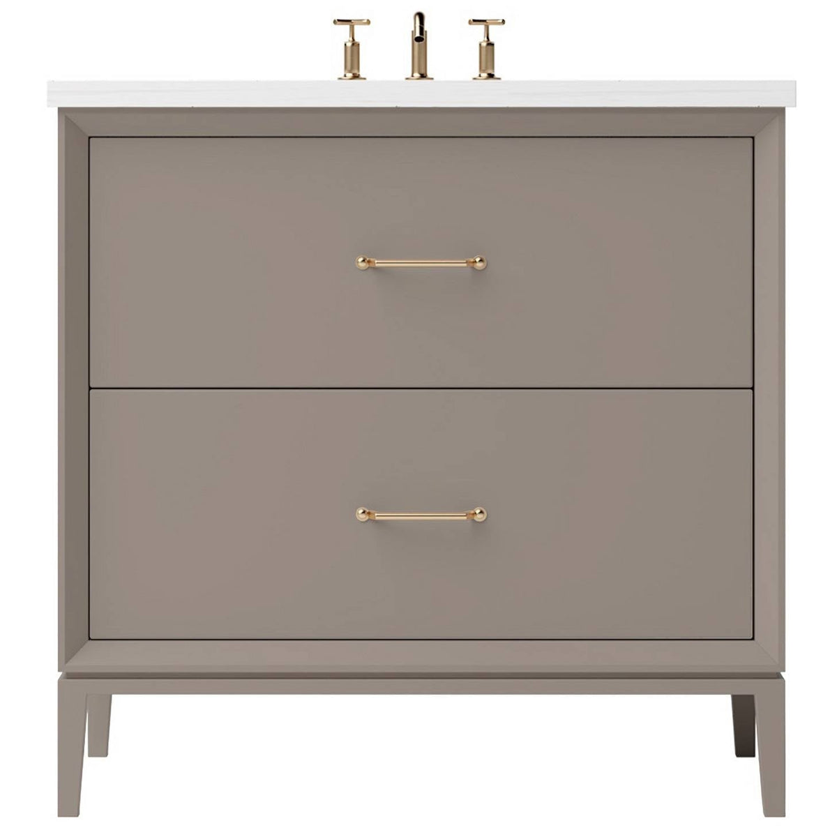 Vanderloc Alexandra Two - Drawer Single Bath Vanity - 30&quot; - Taos Taupe - Satin Gold - ALS2 - 30.tt.sg