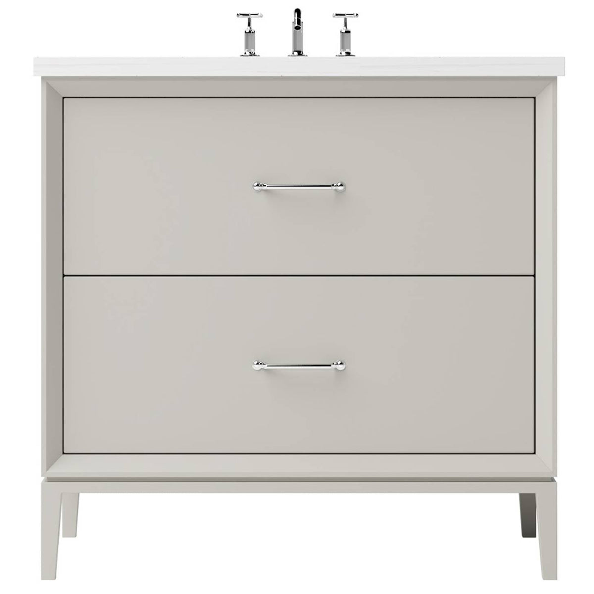 Vanderloc Alexandra Two - Drawer Single Bath Vanity - 30&quot; - Vintage Taupe - Polished Chrome - ALS2 - 30.vt.ch