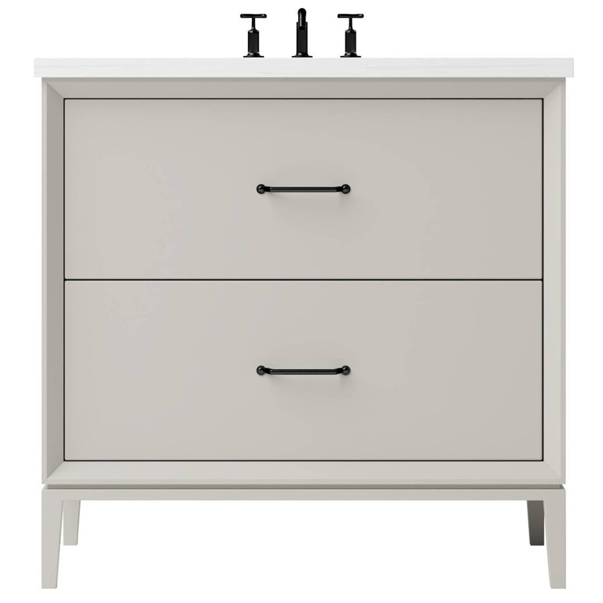 Vanderloc Alexandra Two - Drawer Single Bath Vanity - 30&quot; - Vintage Taupe - Matte Black - ALS2 - 30.vt.mb