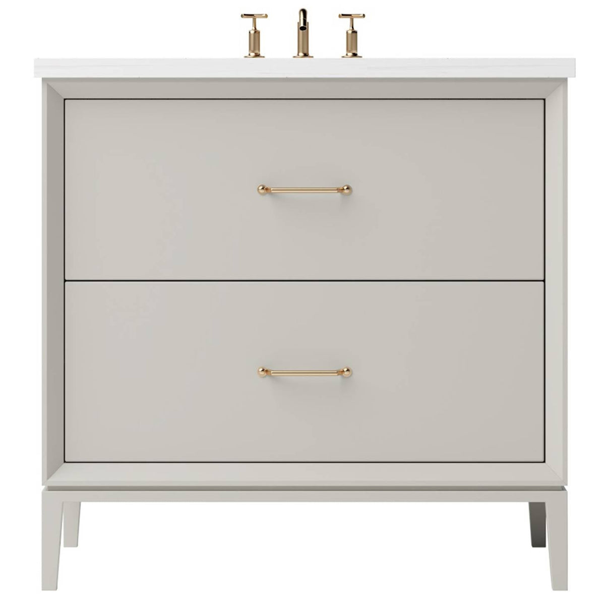 Vanderloc Alexandra Two - Drawer Single Bath Vanity - 30&quot; - Vintage Taupe - Satin Gold - ALS2 - 30.vt.sg