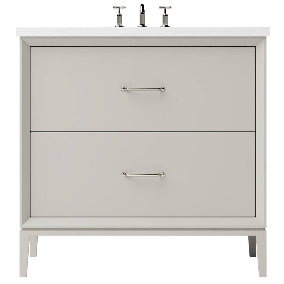 Vanderloc Alexandra Two - Drawer Single Bath Vanity - 30&quot; - Vintage Taupe - Satin Nickel - ALS2 - 30.vt.sn