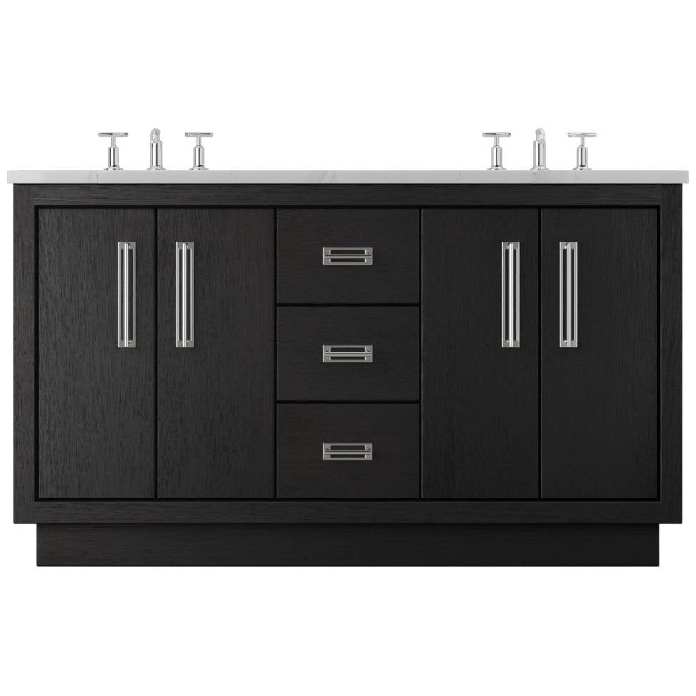 Vanderloc Avalon Double Bath Vanity - 60&quot; - Classic Black - Polished Chrome - AVD5 - 60.cb.ch