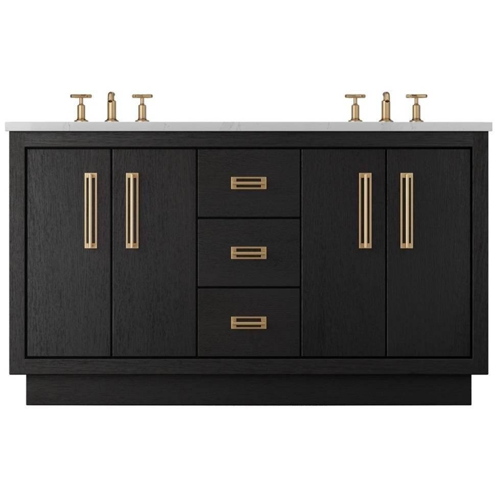 Vanderloc Avalon Double Bath Vanity - 60" - Classic Black - Satin Gold - AVD5 - 60.cb.sg