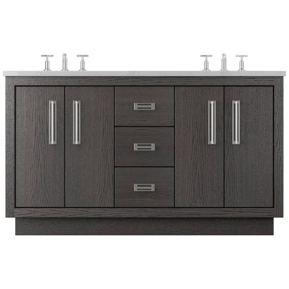Vanderloc Avalon Double Bath Vanity - 60&quot; - Gray Weathered - Polished Chrome - AVD5 - 60.gw.ch