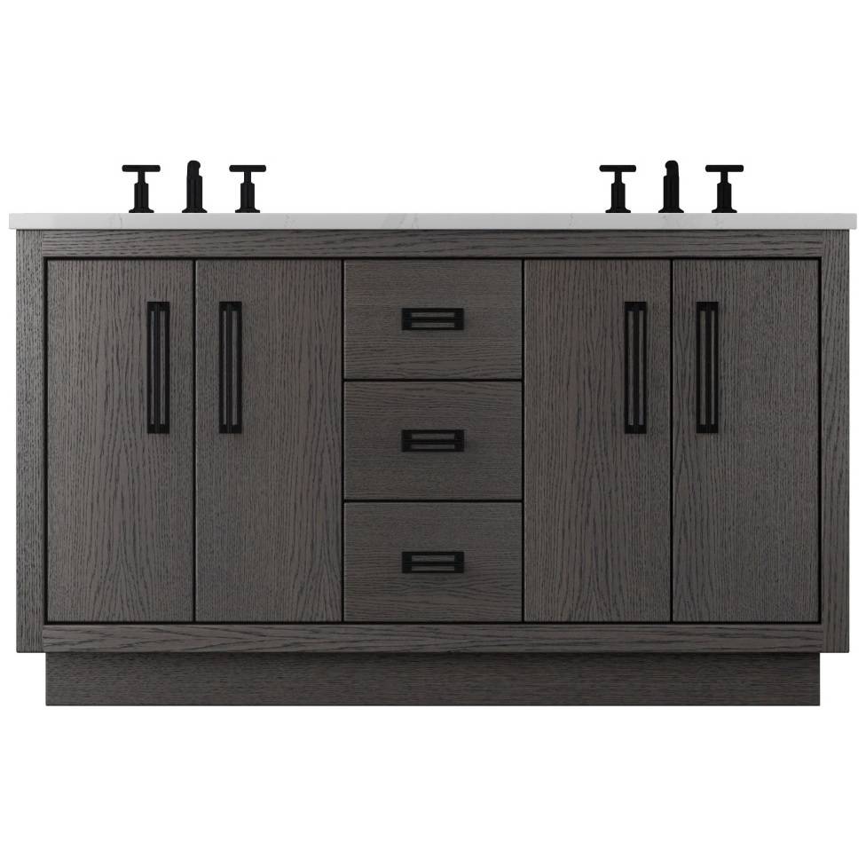 Vanderloc Avalon Double Bath Vanity - 60&quot; - Gray Weathered - Matte Black - AVD5 - 60.gw.mb