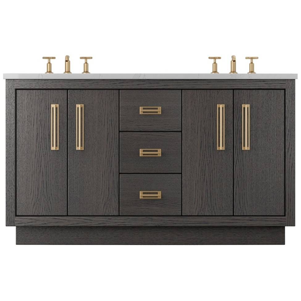 Vanderloc Avalon Double Bath Vanity - 60&quot; - Gray Weathered - Satin Gold - AVD5 - 60.gw.sg